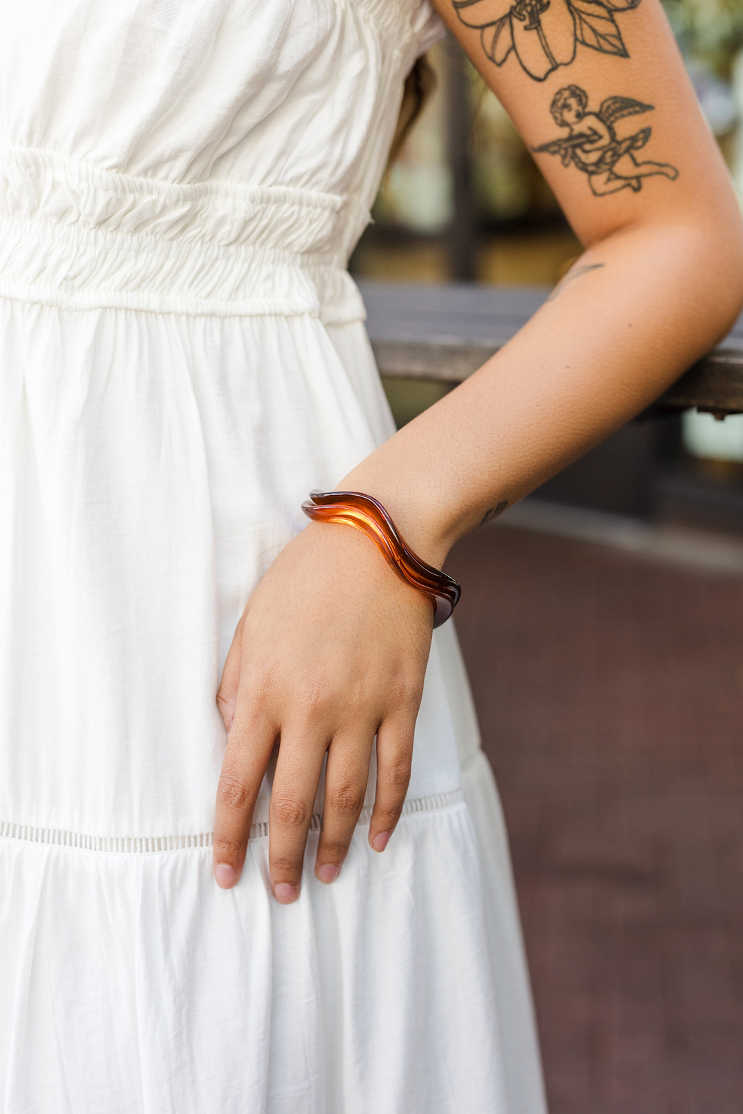 Wavy Polyresin Bangle Bracelet