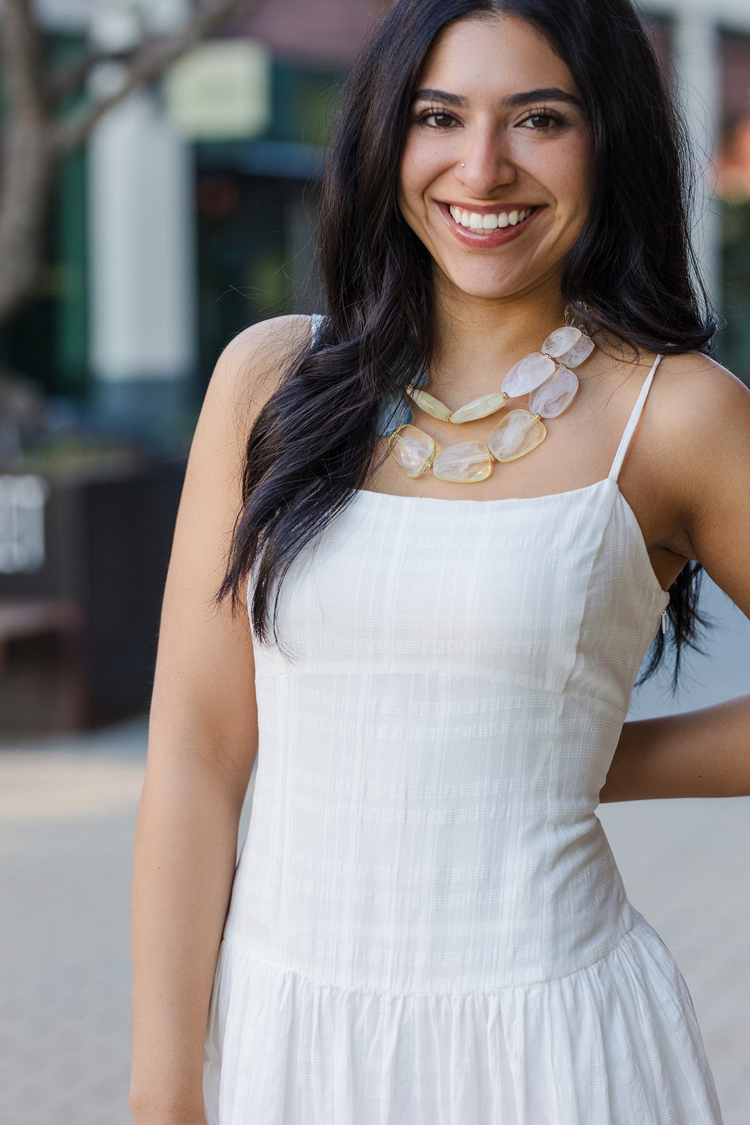 The Mykonos White Drop Waist Midi Dress