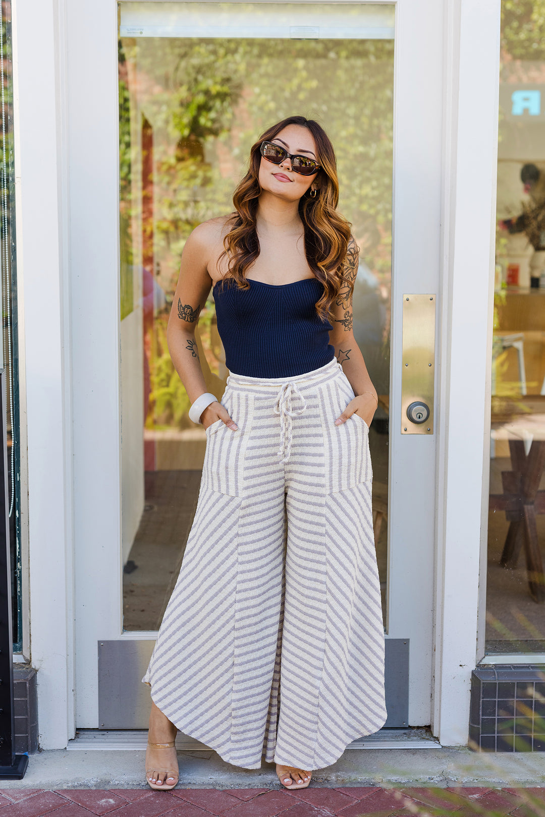 The Pool Days Striped Wide Leg Lounge Pants
