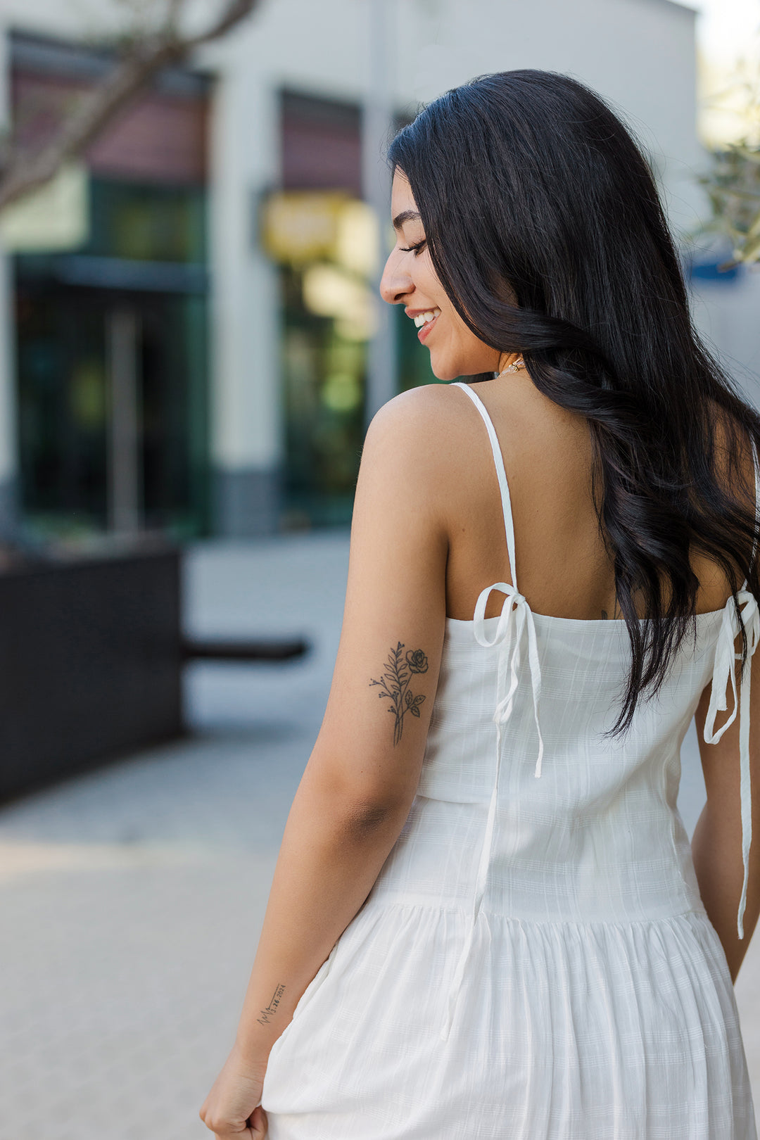 The Mykonos White Drop Waist Midi Dress