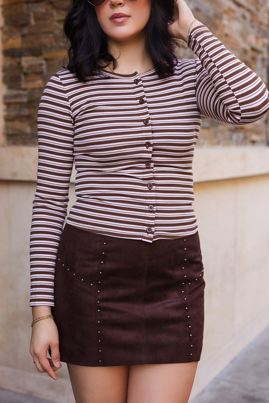 The Coffee House Striped Long Sleeve Top