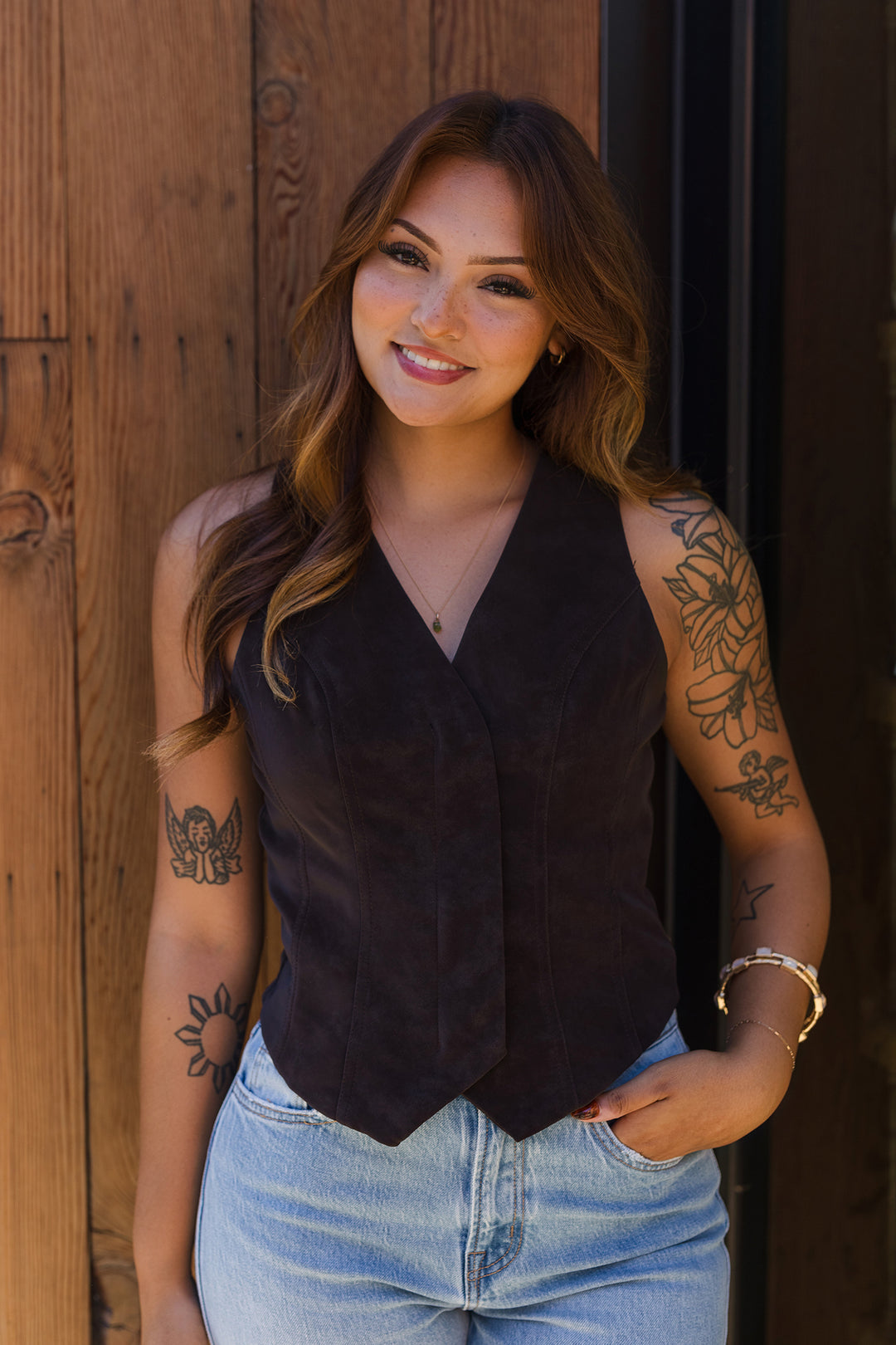 The Sable Suede Button Down Vest
