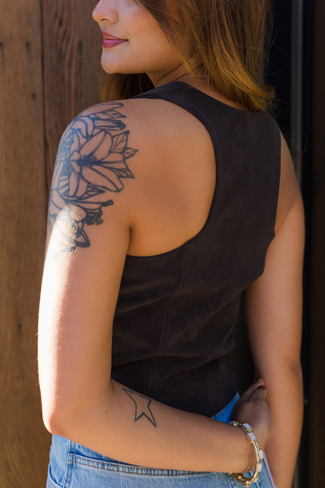 The Sable Suede Button Down Vest