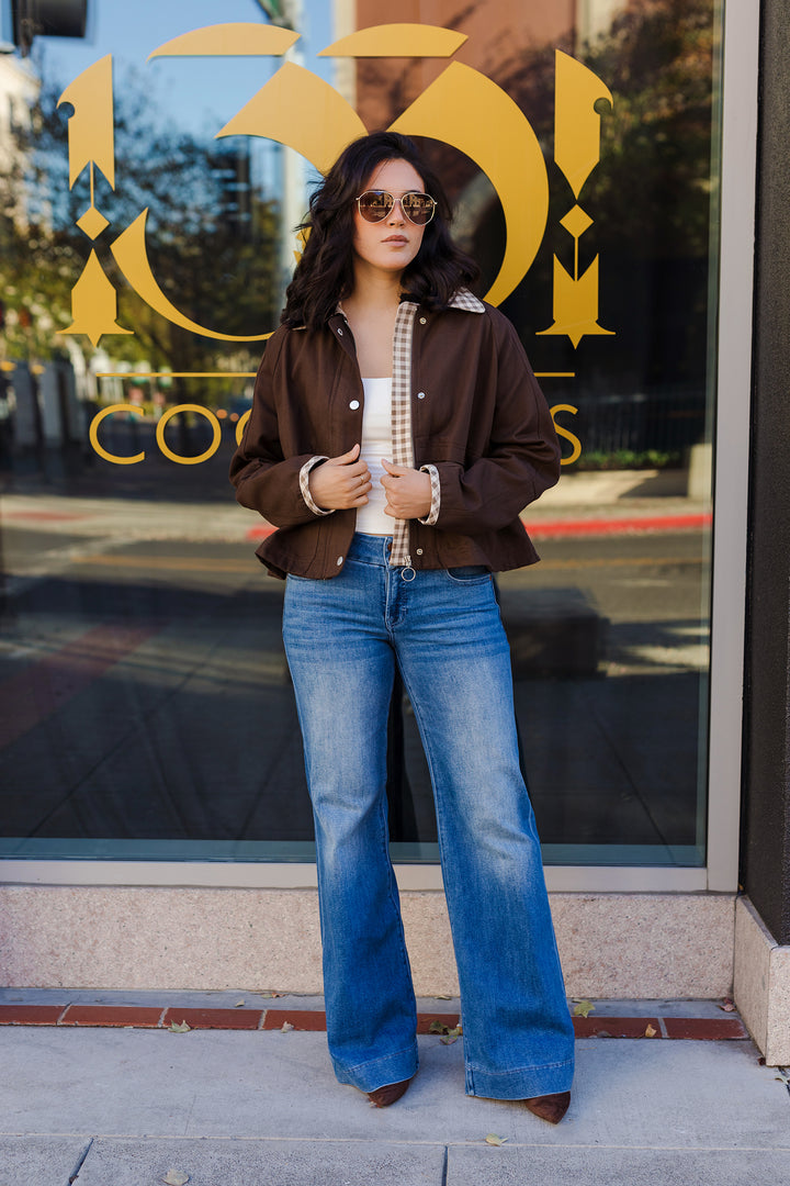 The Autumn Road Contrast Collared Barn Jackets