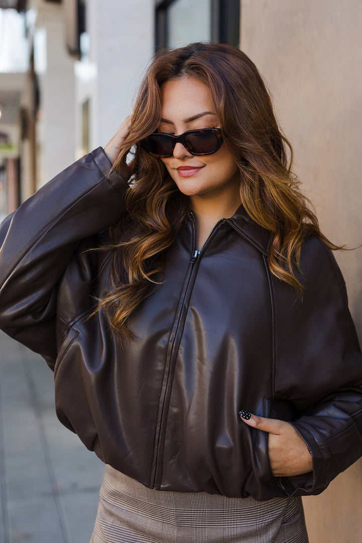 The Dark Rider Cropped Faux Leather Jacket