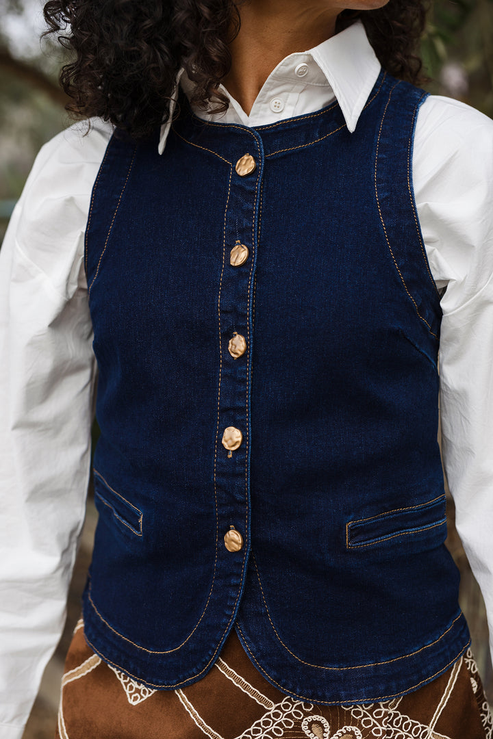 The Denim Days Button Front Vest