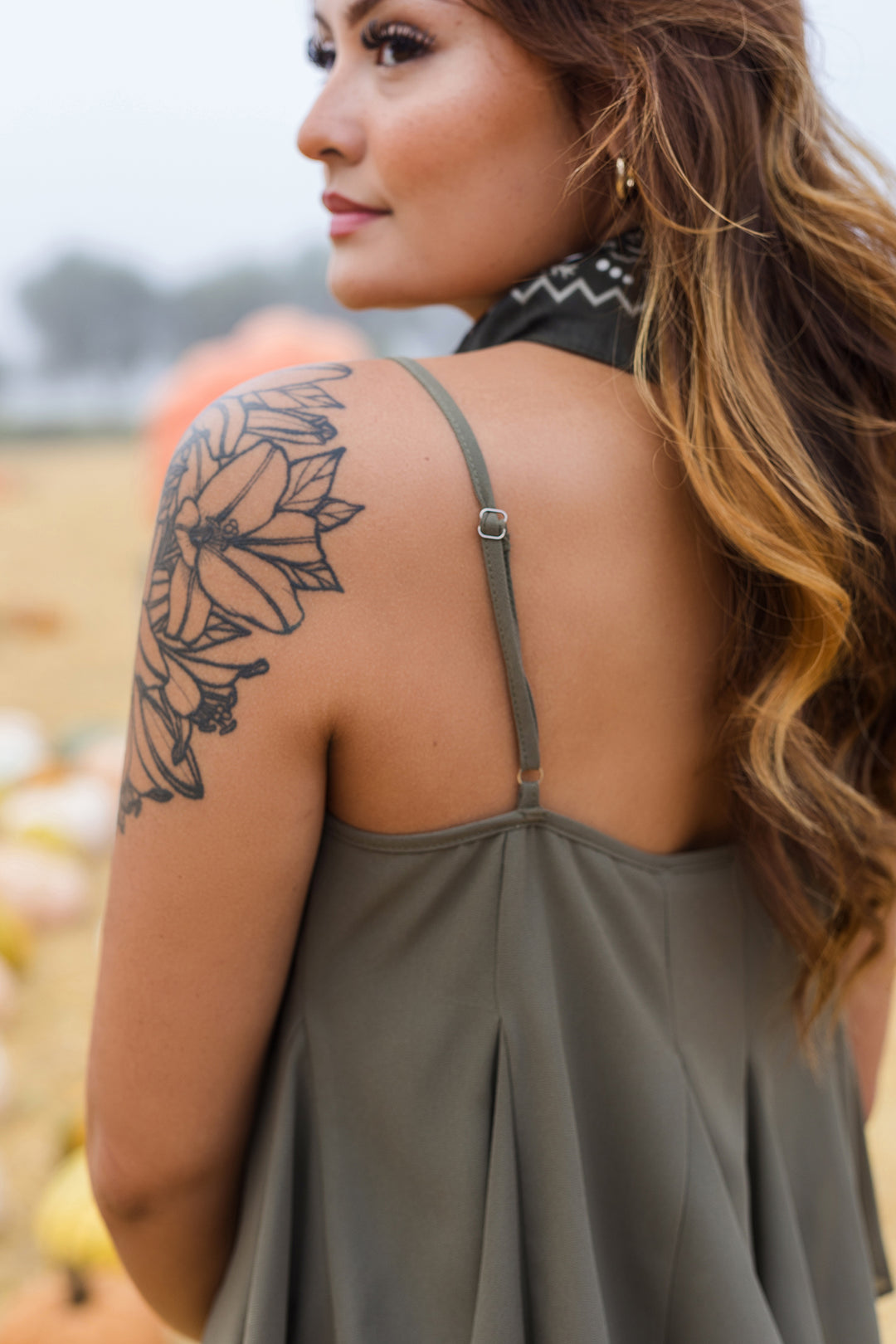 The Godet Olive Flutter Cami Top