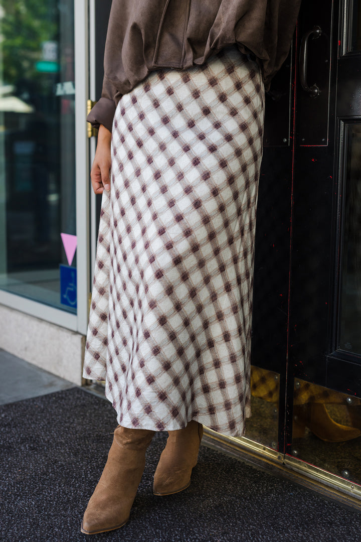 The Ramona Skirt Bias Plaid Midi Skirt