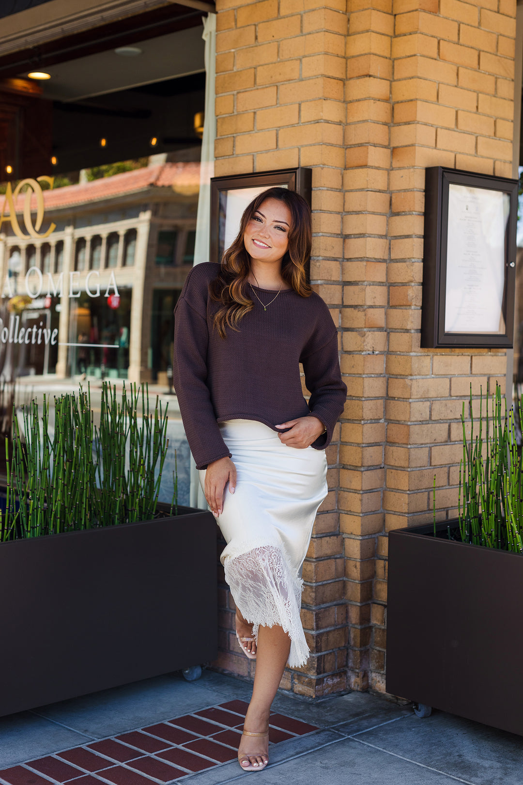 The Christine Rolled Hem Drop Shoulder Sweater