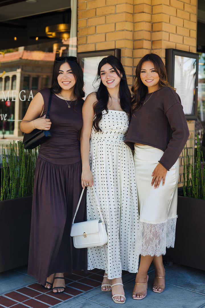 The In My Dreams Strapless Polka Dot Maxi Dress