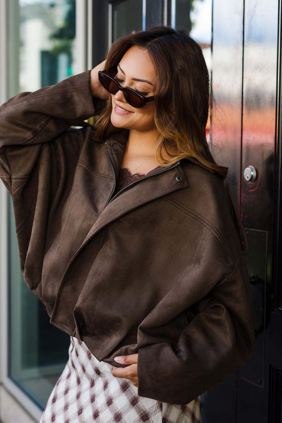 The Sadie Suede Epaulet Cropped Jacket
