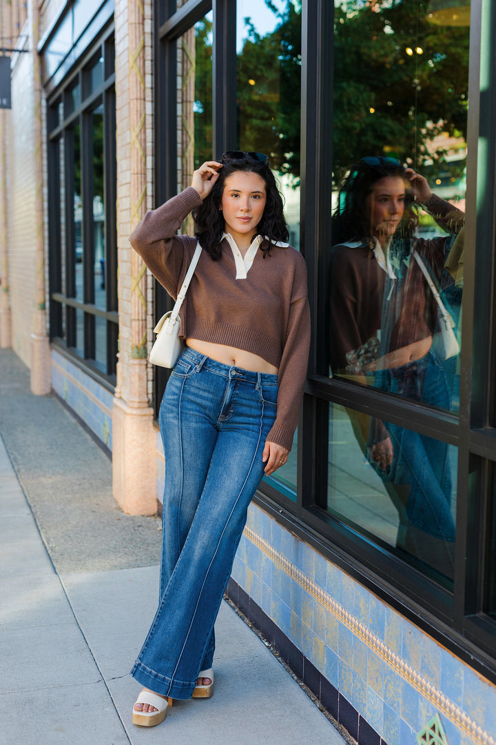 The Always On Time Crop Collared Sweater