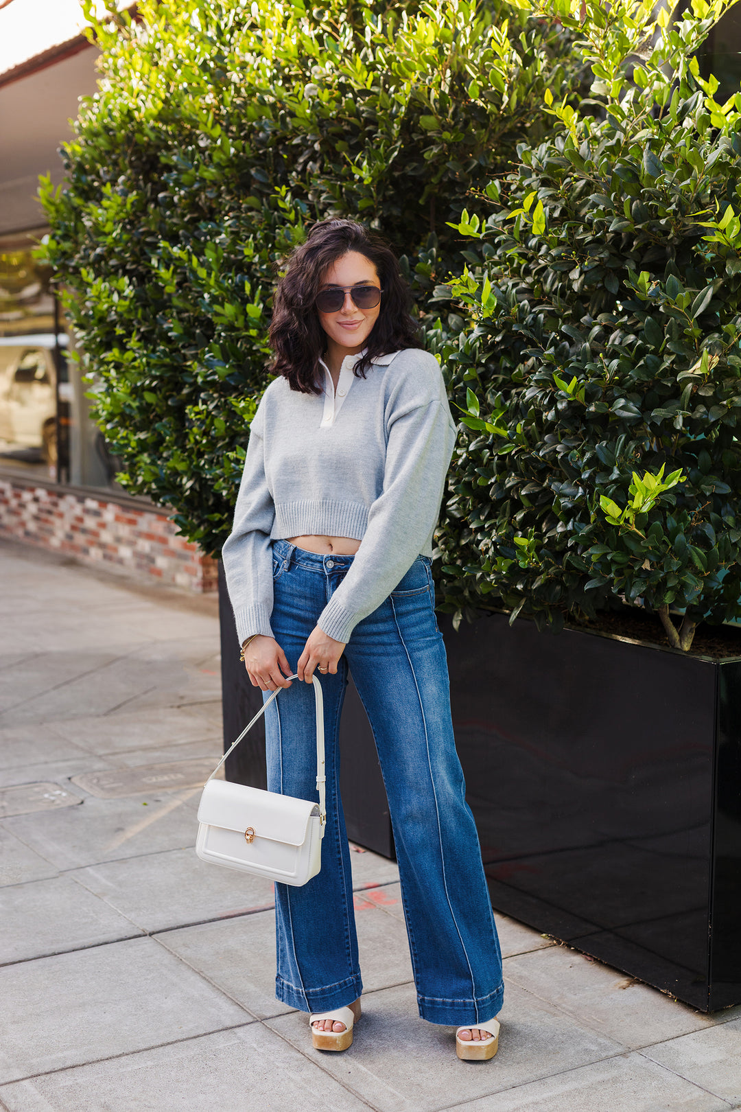 The Always On Time Crop Collared Sweater