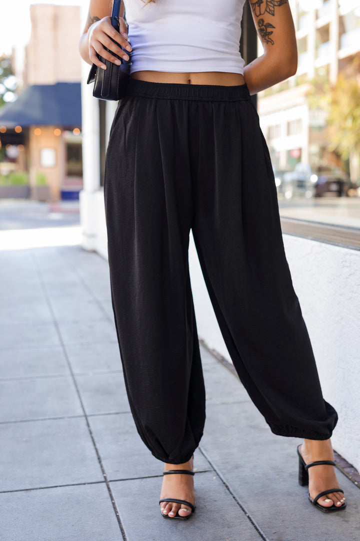 The Obsidian Satin Balloon Pants