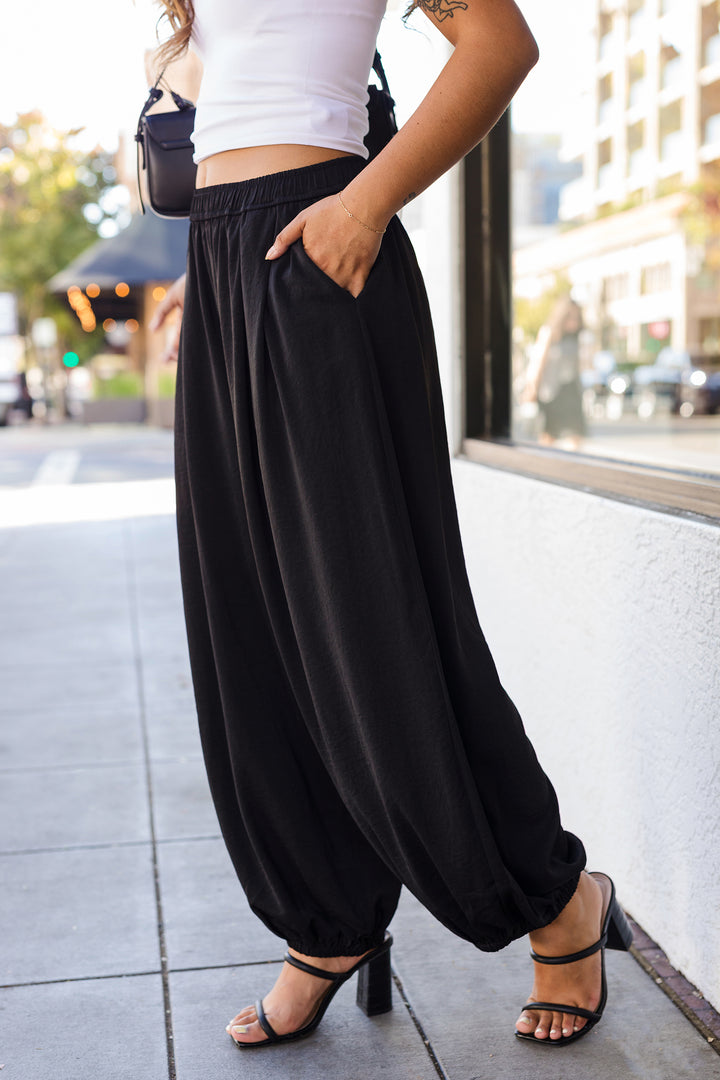 The Obsidian Satin Balloon Pants