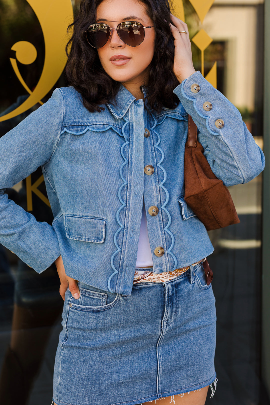 The Prep In Her Step Scalloped Denim Jacket