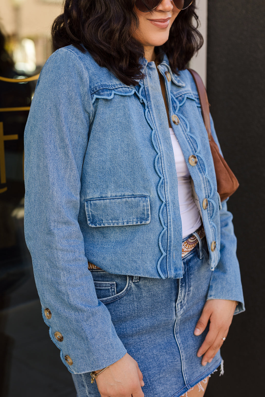 The Prep In Her Step Scalloped Denim Jacket