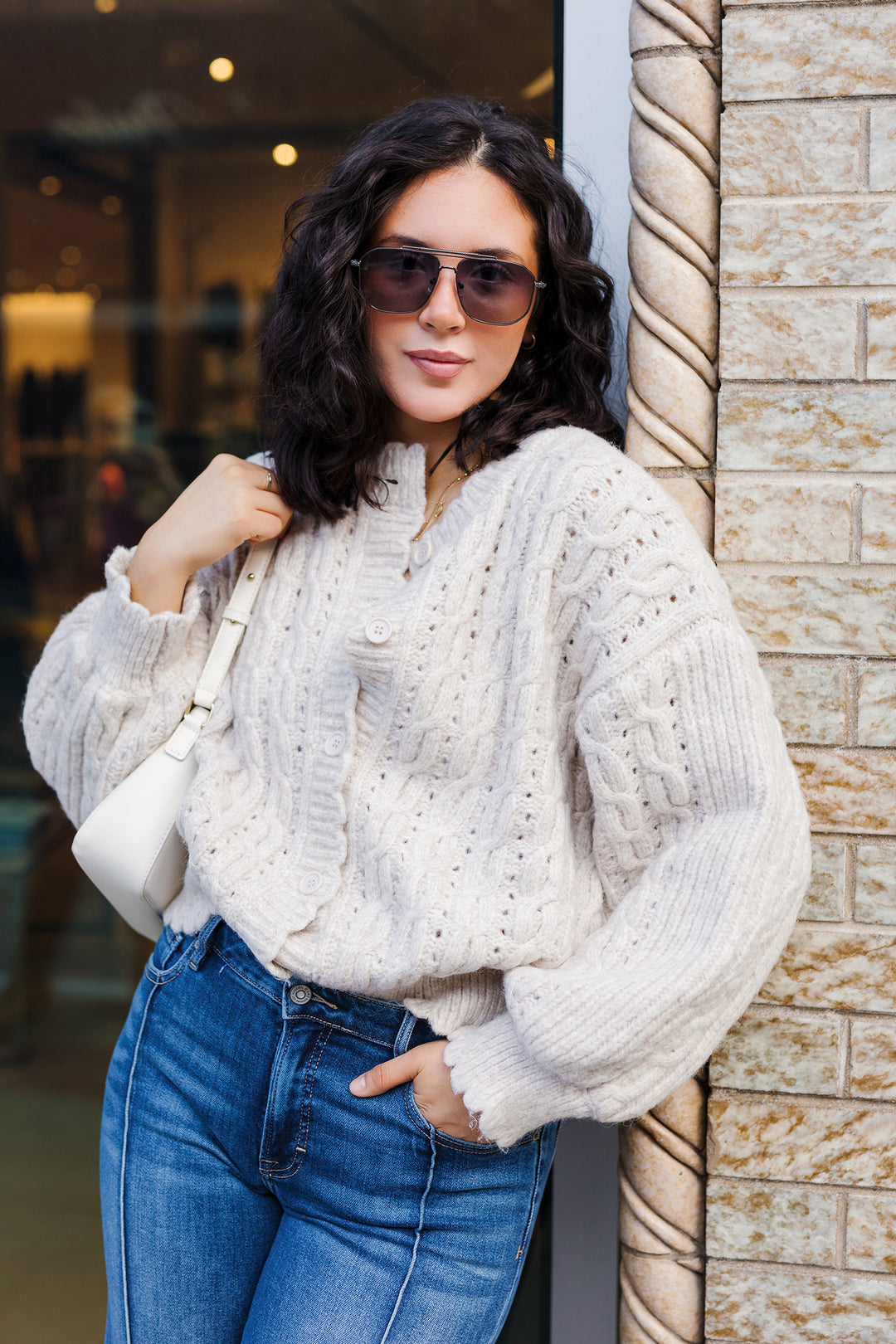 The Honeycomb Cable Knit Cardigan