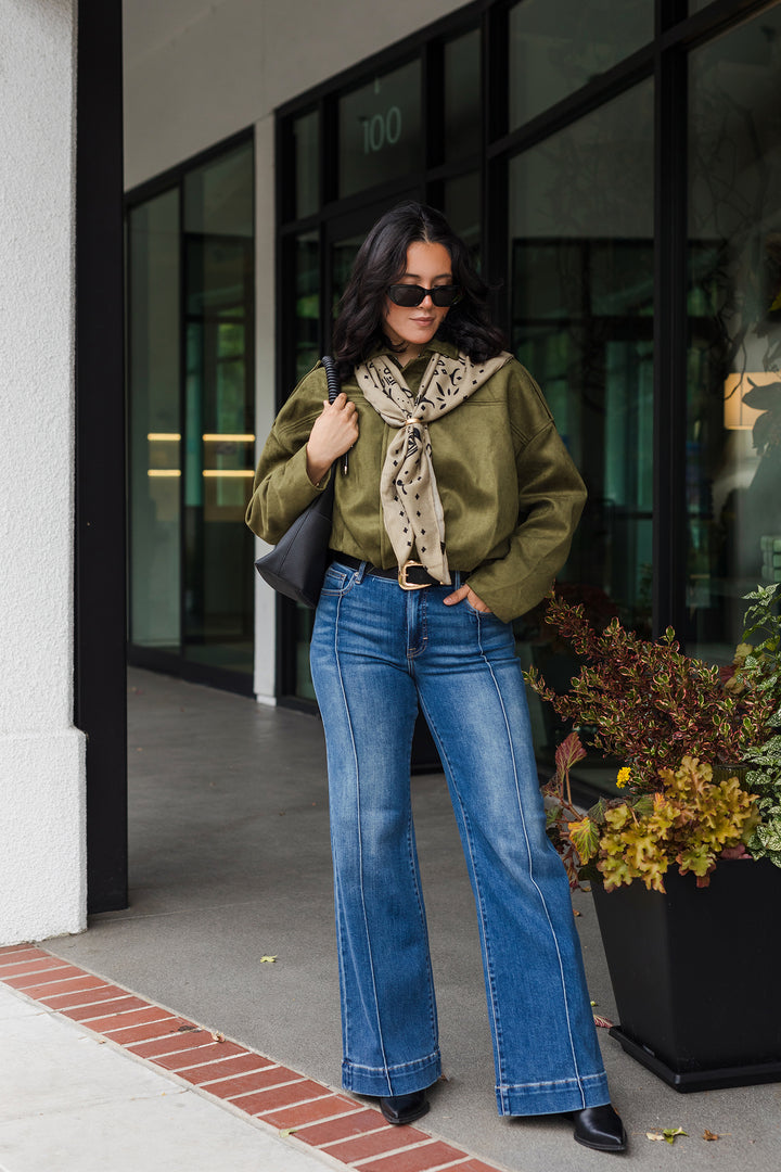 The Sadie Suede Epaulet Cropped Jacket