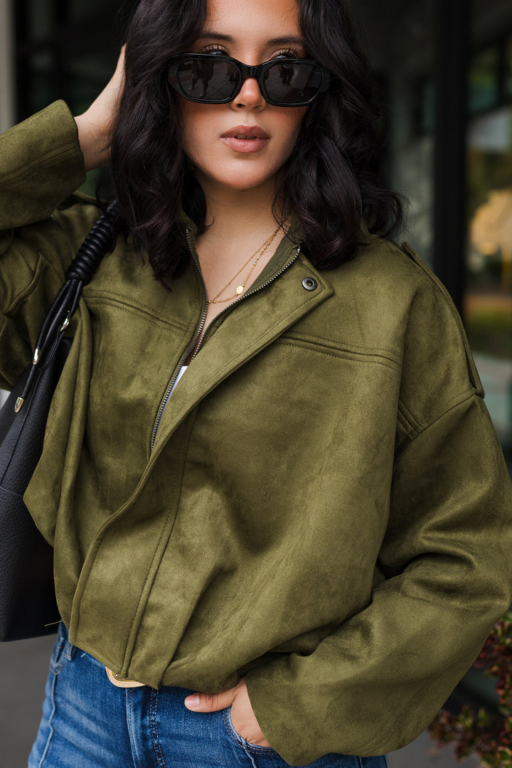 The Sadie Suede Epaulet Cropped Jacket