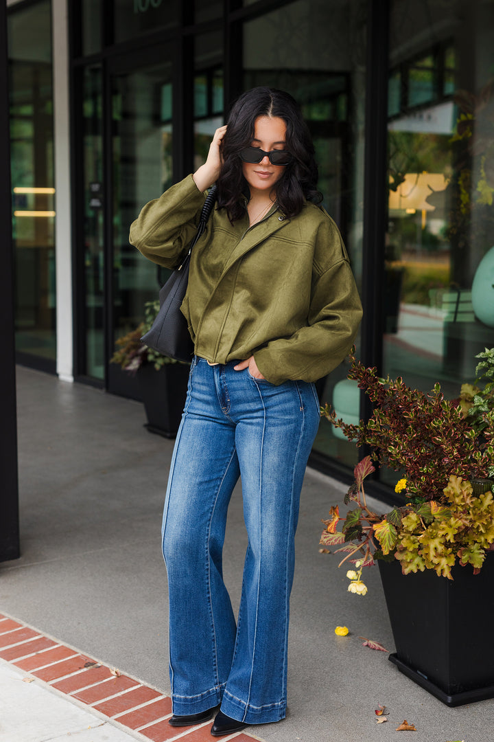 The Sadie Suede Epaulet Cropped Jacket