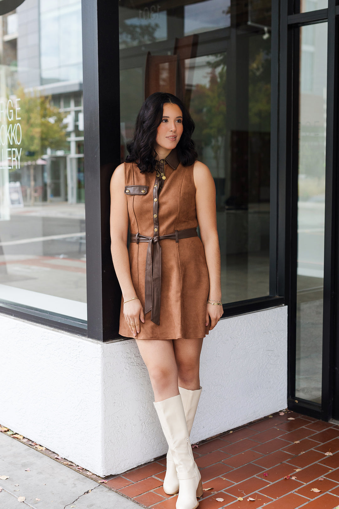 The Fall Leaves Suede Mini Dress