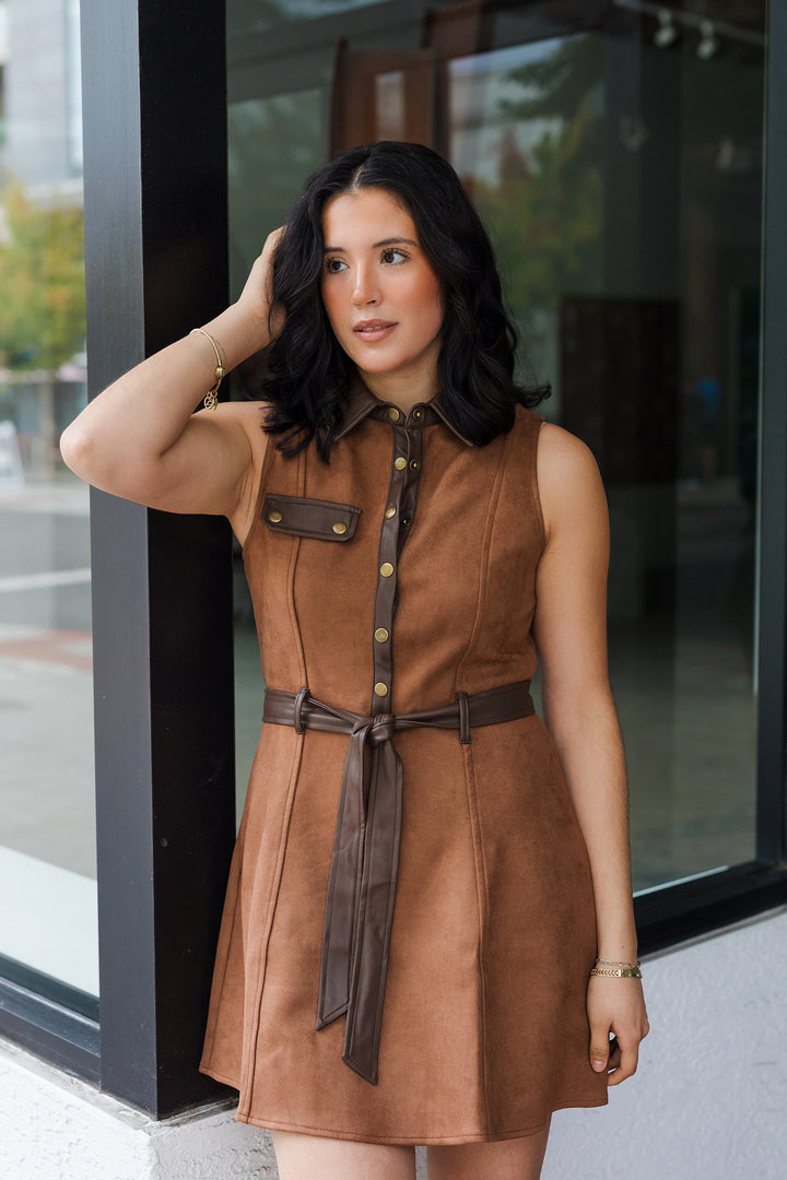 The Fall Leaves Suede Mini Dress
