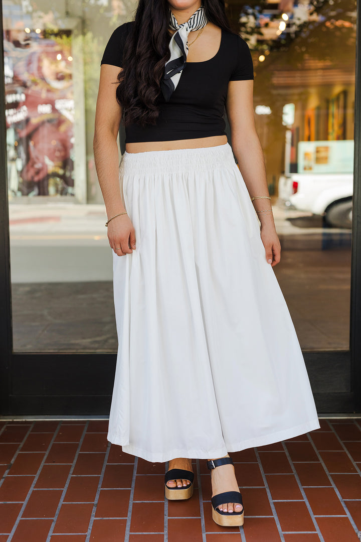 The Gianna Smocked Waist Midi Skirt
