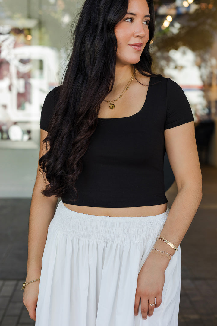 The Gianna Smocked Waist Midi Skirt