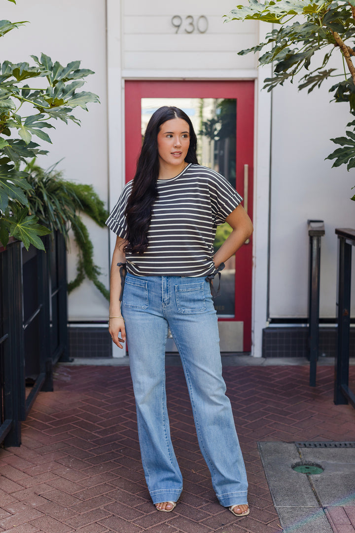 The Charmaine Stripe Drawstring Tee