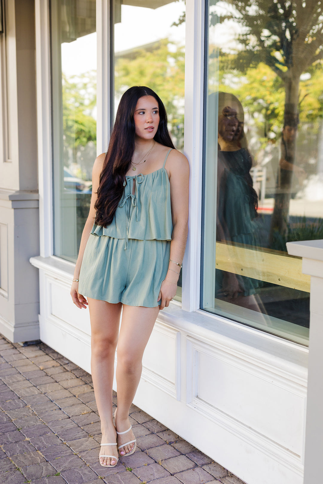 The Olive You Flutter Cami Romper
