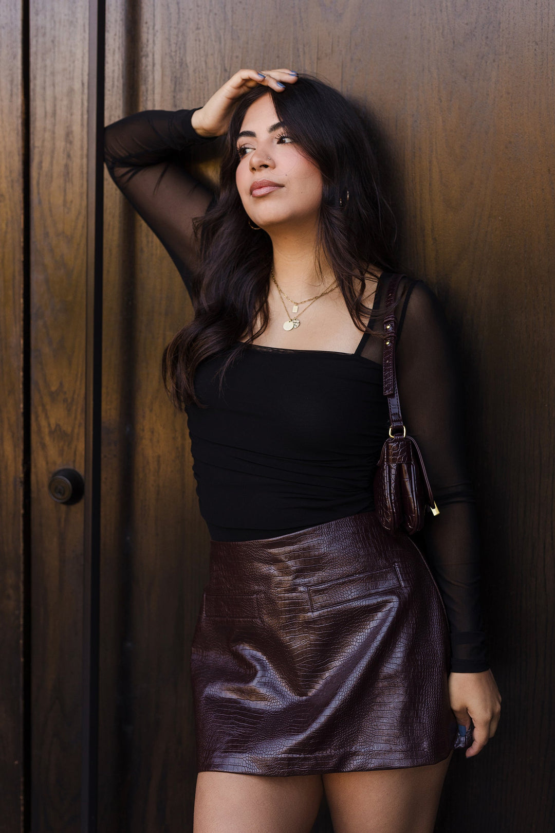 The Downtown Signature Faux Leather Mini Skort