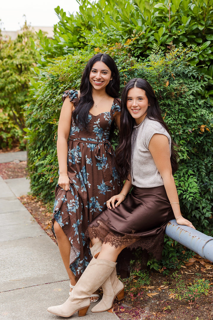 The City Stroll Lace Hem Midi Skirt