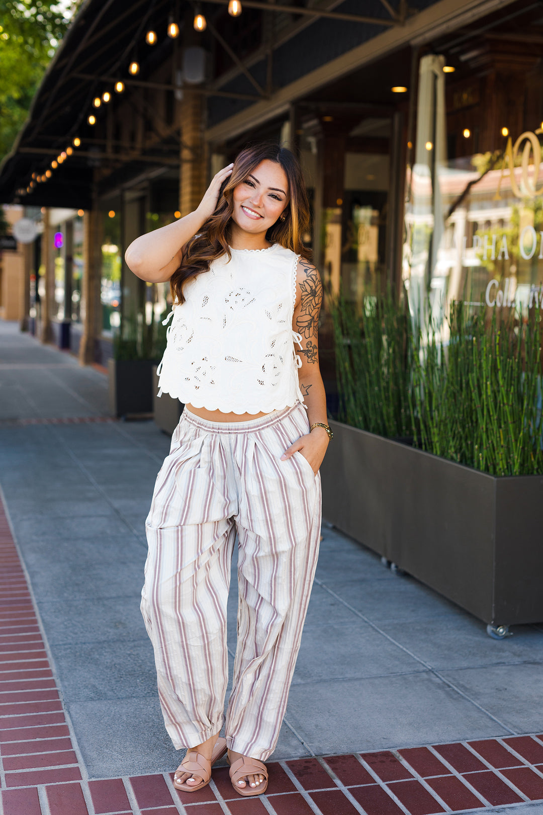 The Remi Floral Embroidered Side Tie Top
