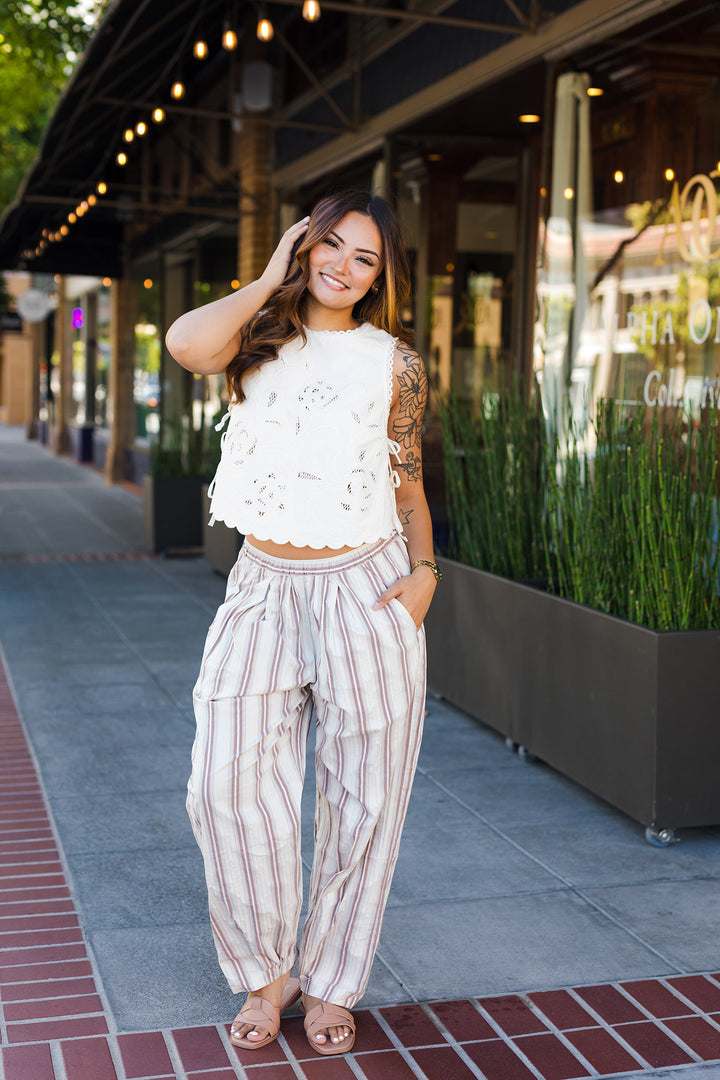 The Remi Floral Embroidered Side Tie Top