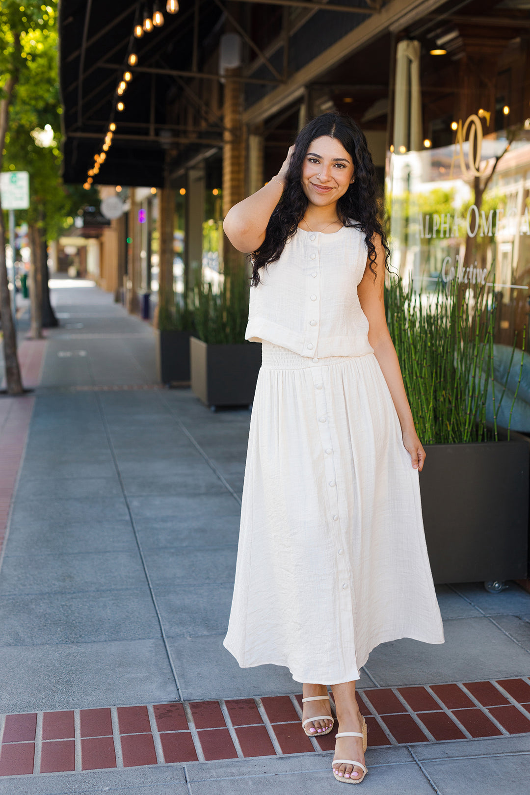The Weekend Recap Button Front Sleeveless Top
