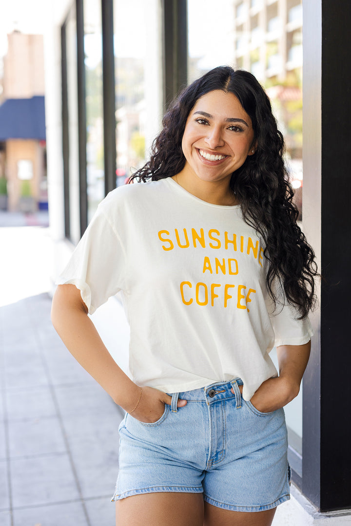 The Sunshine and Coffee Cropped Graphic T-Shirt