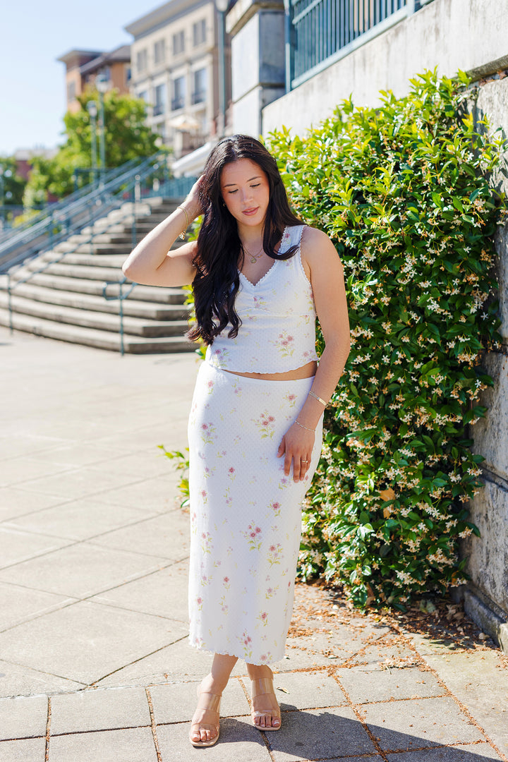 The Right Time Floral Lace Trimmed Pointelle Top