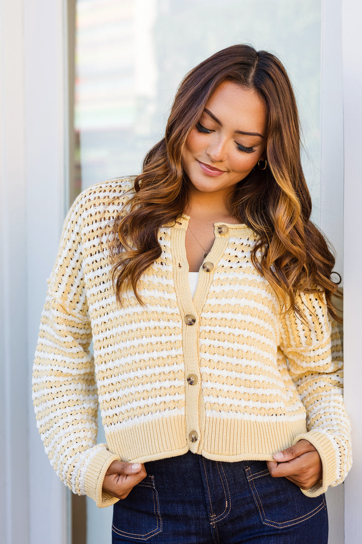 The Upside Down Crochet Striped Cardigan Sweater