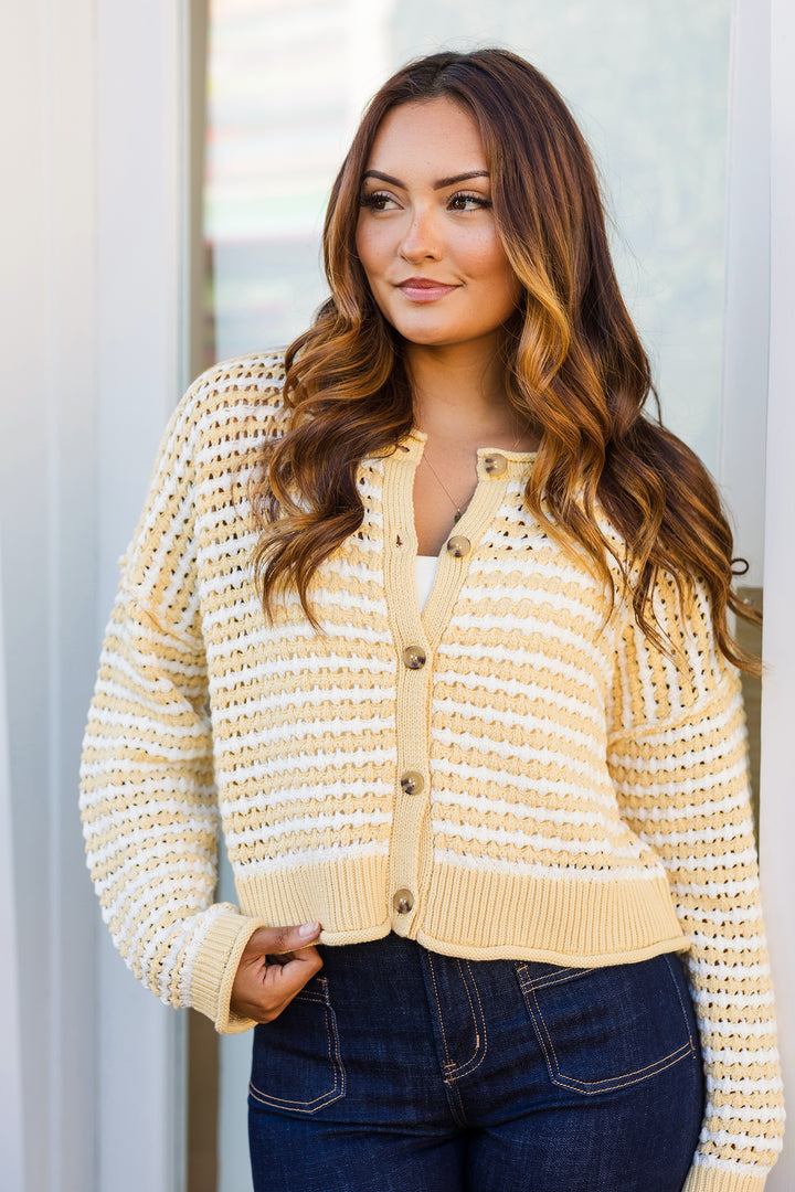 The Upside Down Crochet Striped Cardigan Sweater