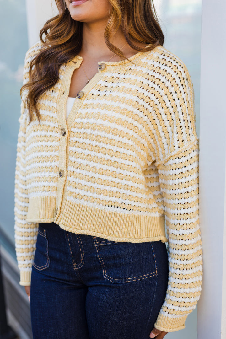 The Upside Down Crochet Striped Cardigan Sweater