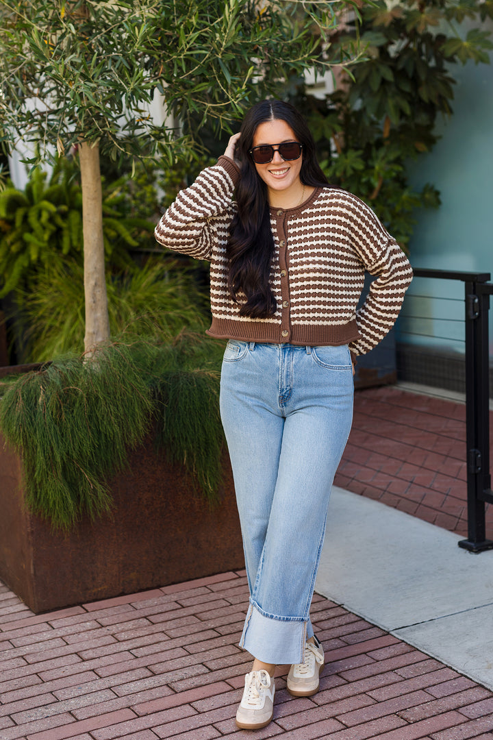 The Upside Down Crochet Striped Cardigan Sweater