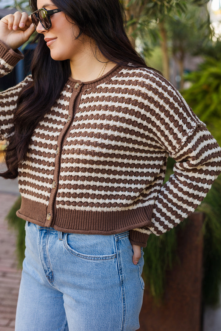 The Upside Down Crochet Striped Cardigan Sweater