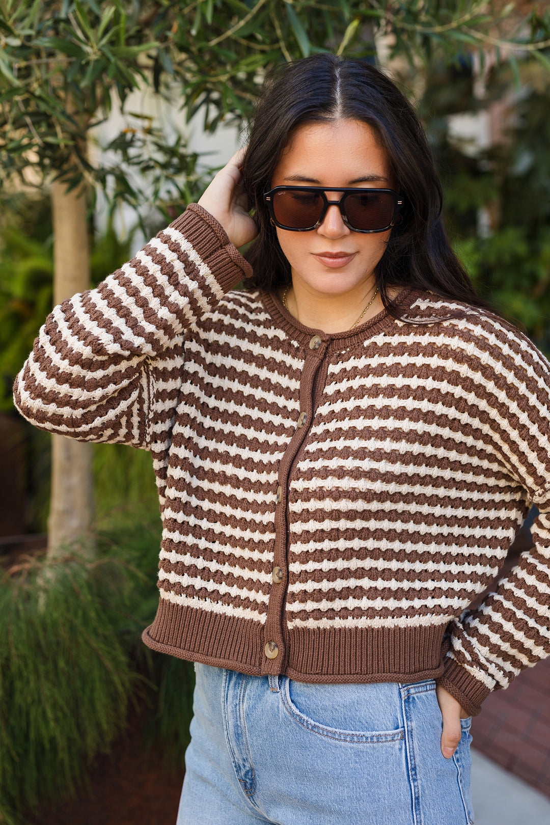 The Upside Down Crochet Striped Cardigan Sweater