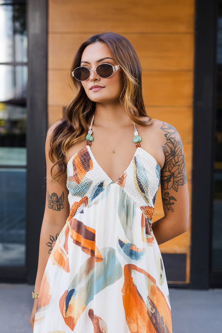 The Golden Escape Halter Midi Dress