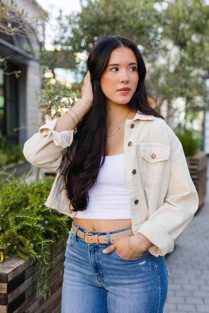 The Perfectly Imperfect Cropped Denim Jacket