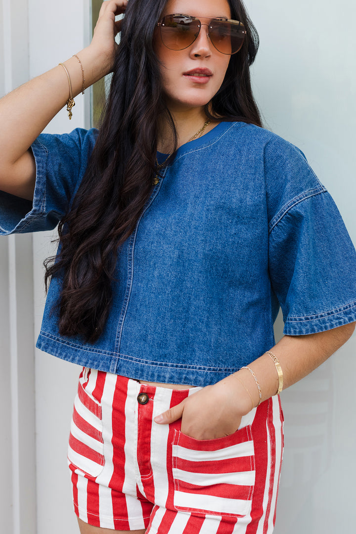The Bluebird Structured Denim Blouse