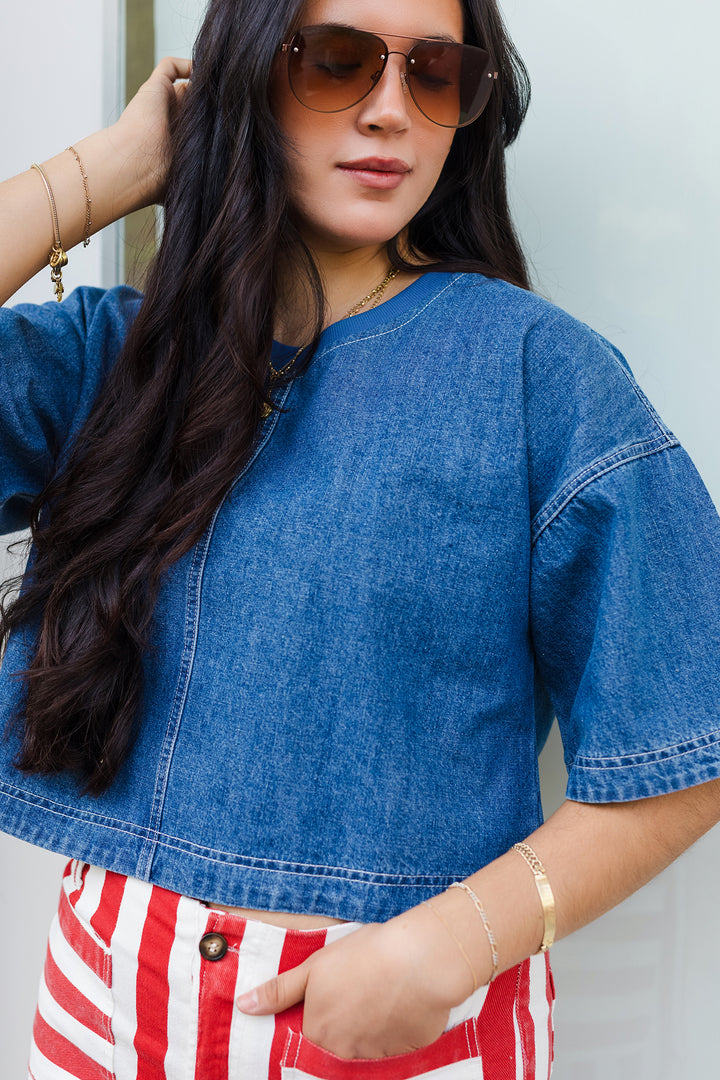 The Bluebird Structured Denim Blouse