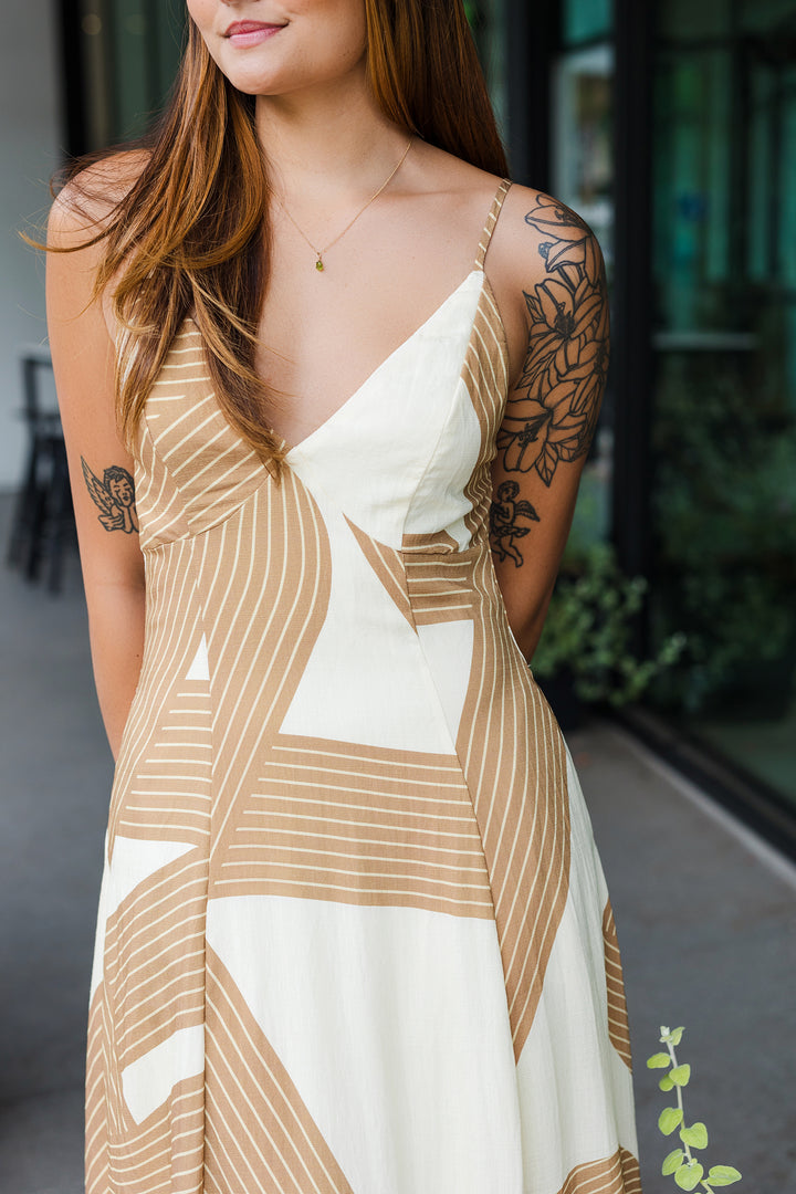 The Desert Horizon Open Back Maxi Dress