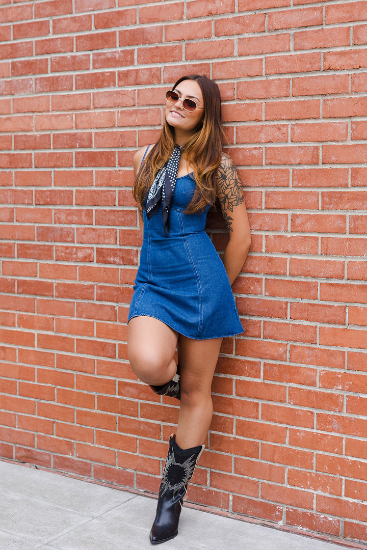 The Sweet Country Denim Mini Dress